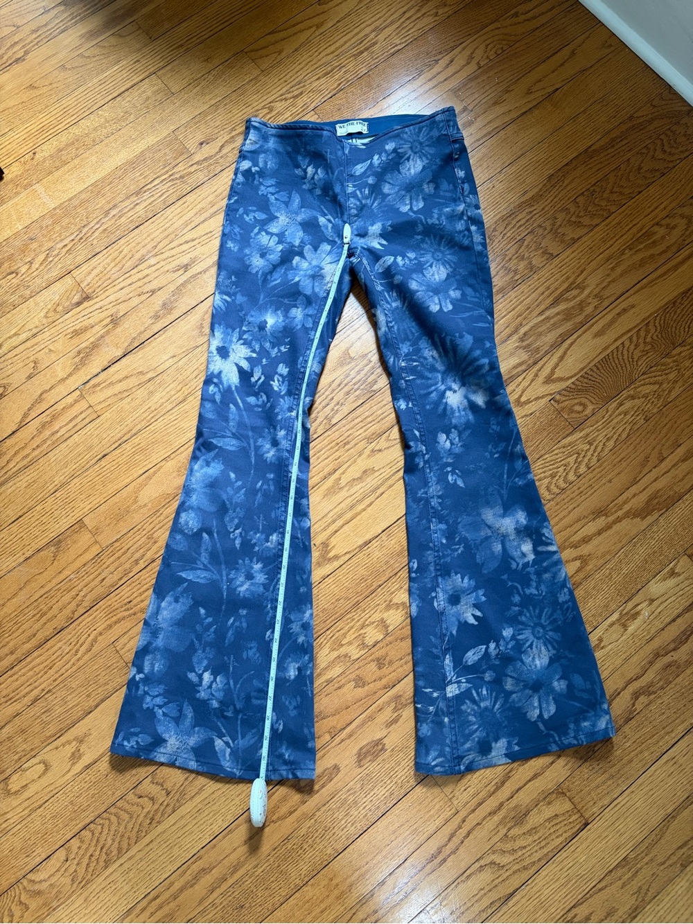 We The Free Blue Floral Wide-Leg Jeans